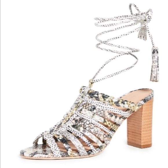 ULLA JOHNSON Animal Print Snake Multicolor Strappy Leather Rayna Heel Sz 36/5.5 - Picture 1 of 10